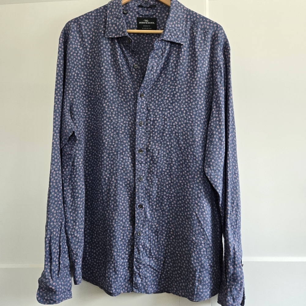 Rodd & Gunn Mens Button Down Dress Shirt Size 2xl 100% Linen